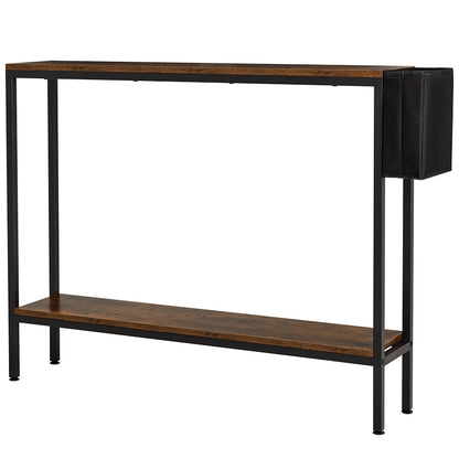 Narrow Console Table 2-Tier with Side Pocket