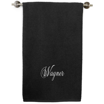 Personalized Embroidered Black Bath Towels