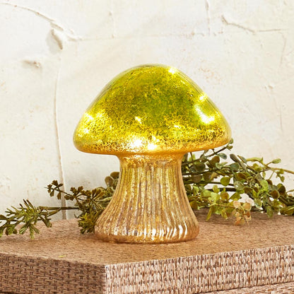Fall Lighted Glass Mushrooms - Green, Yellow or Orange