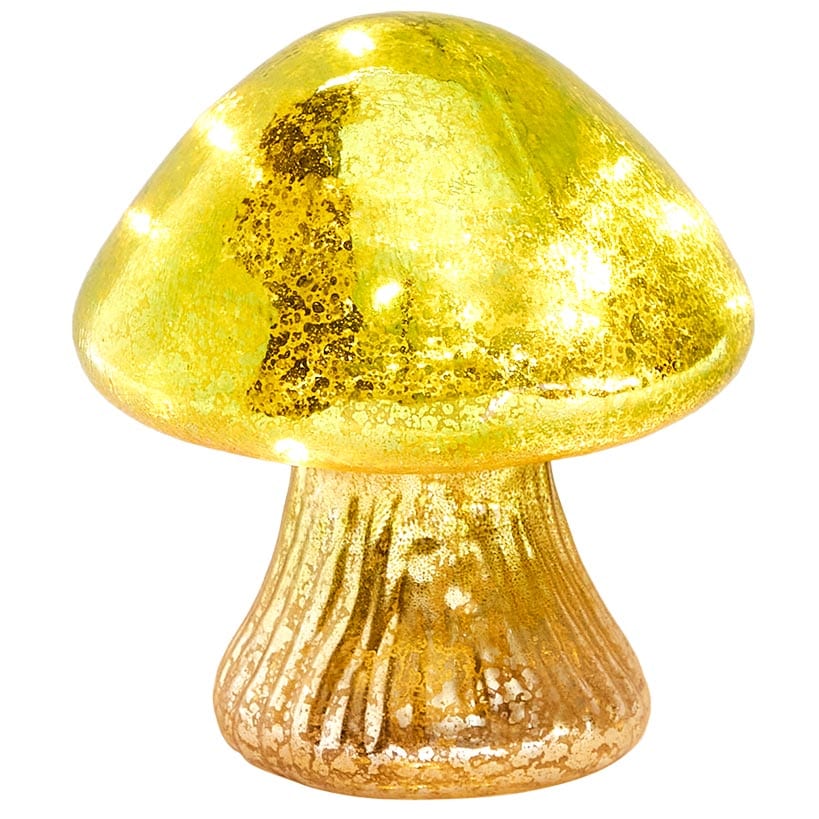 Fall Lighted Glass Mushrooms - Green, Yellow or Orange
