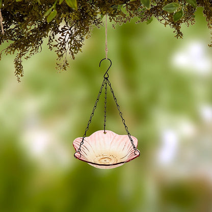 Hanging Glass Birdbath - Flower Shape