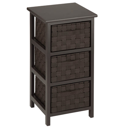 Small Storage Cabinet with Wood Frame and Woven Fabric Drawers