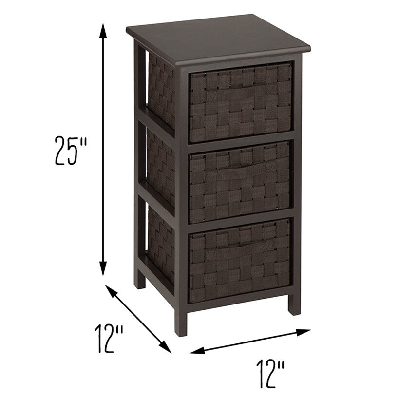Small Storage Cabinet with Wood Frame and Woven Fabric Drawers