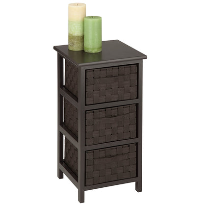 Small Storage Cabinet with Wood Frame and Woven Fabric Drawers