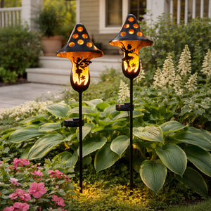 Solar Mushroom Stake With Fairy Accent