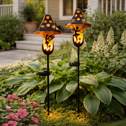 Solar Mushroom Stake With Fairy Accent