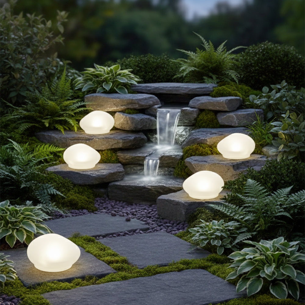 Solar White Rock Light Outdoor Decor