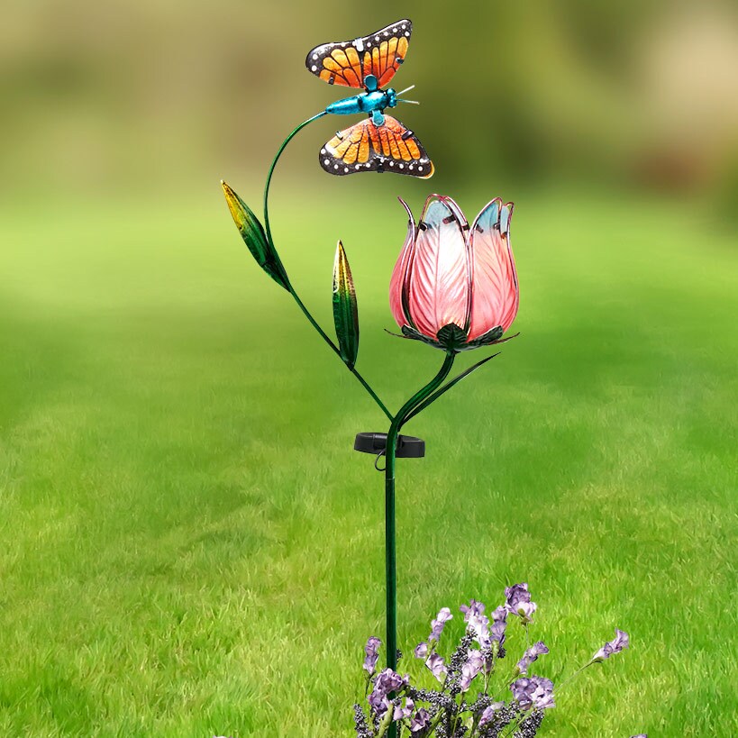 Solar Butterfly Flower Garden Stake#select-color_pink