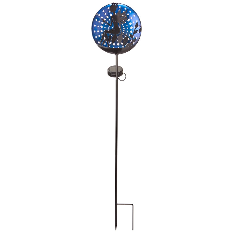 Fairy Crackled Ball Solar Lighted Stake Garden Decoration Pink Blue