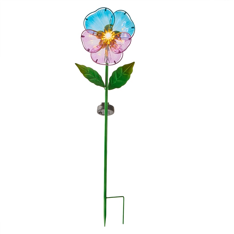 Solar Powered Floral Garden Stake Pansy or Sunflower