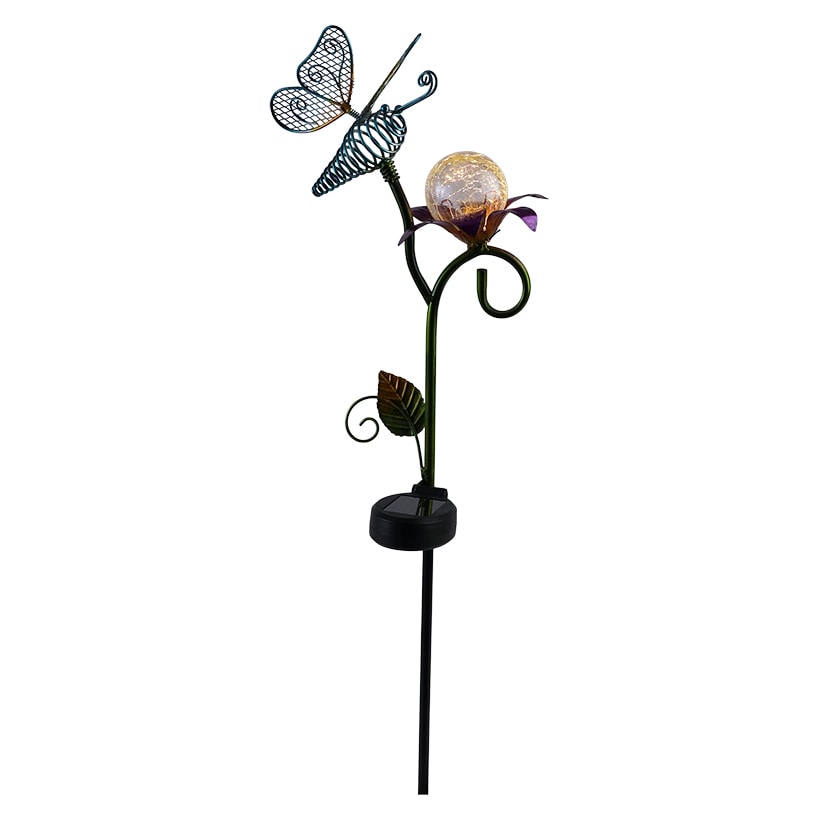 Solar Garden Flower Stake with Butterfly