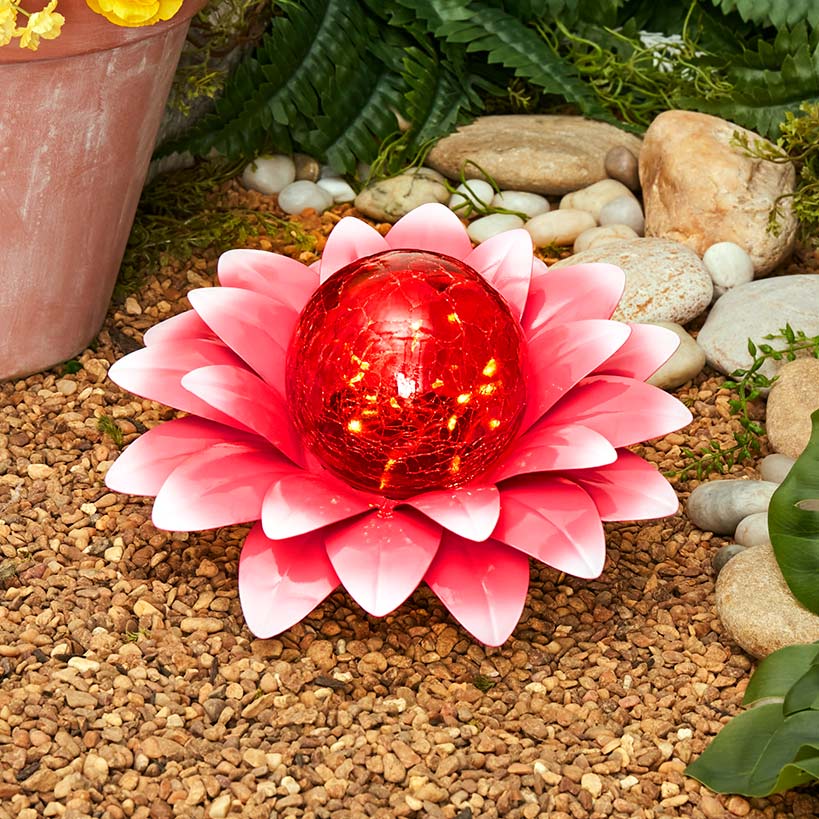Solar Gazing Ball Blooming Flowers#select-color_pink