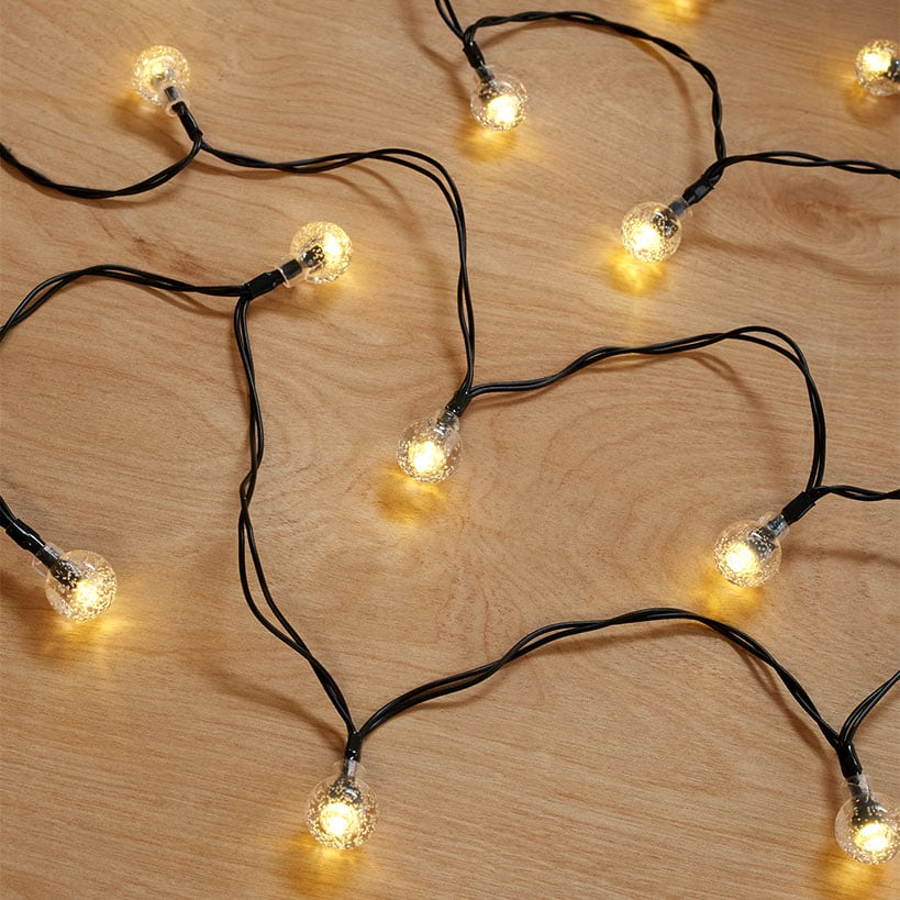 String Lights Globe Shape Solar With Crackle Effect