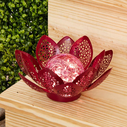 Pink Filigree Flower Solar Gazing Ball