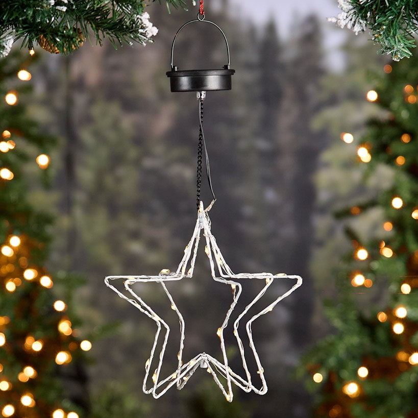 Solar LED Holiday Hanging Outdoor Ornaments 8"D