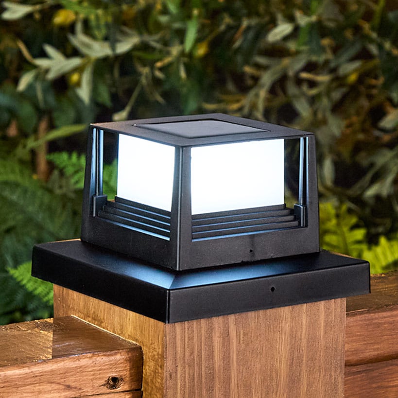 Solar Post Cap Light Square For Deck or Fence - Black or White#select-color_black