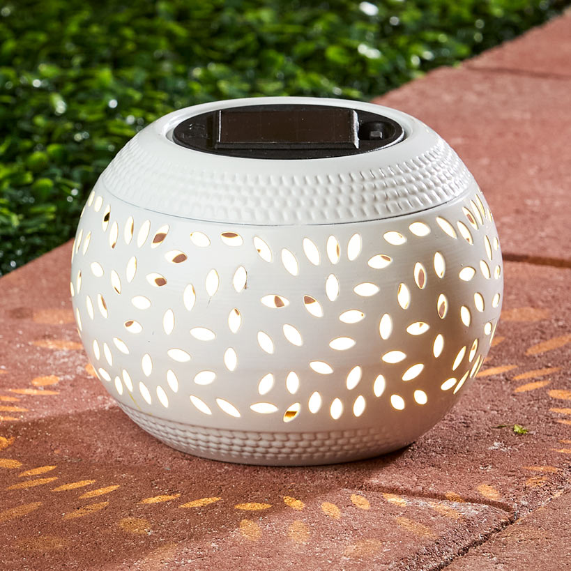 Solar Cutout Shadow Cast Round Table Lanterns#select-color_white