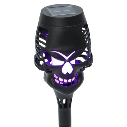Halloween Skull Stake Solar In Orange Or Purple