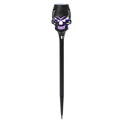 Halloween Skull Stake Solar In Orange Or Purple