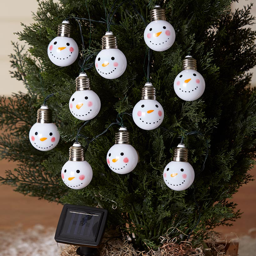 Solar Snowman Bulb String Lights