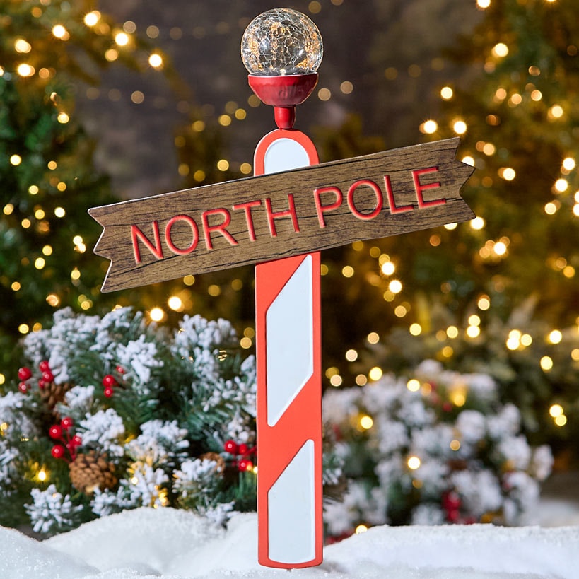 Solar LED Holiday North Pole or Polar Bear Garden Stake#select-stake_north-pole