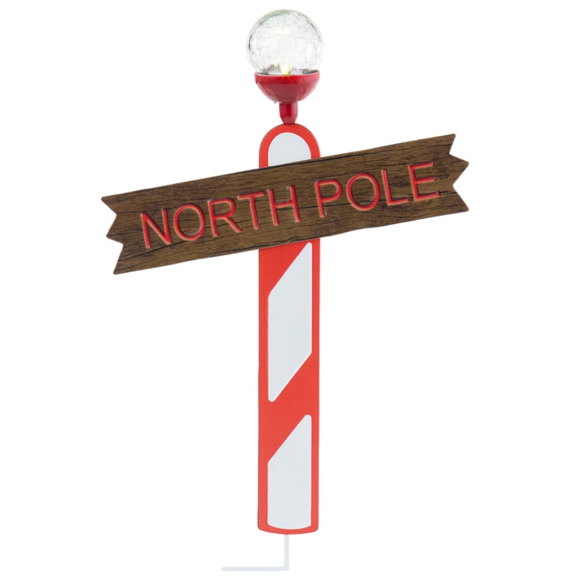 Solar LED Holiday North Pole Garden Stake