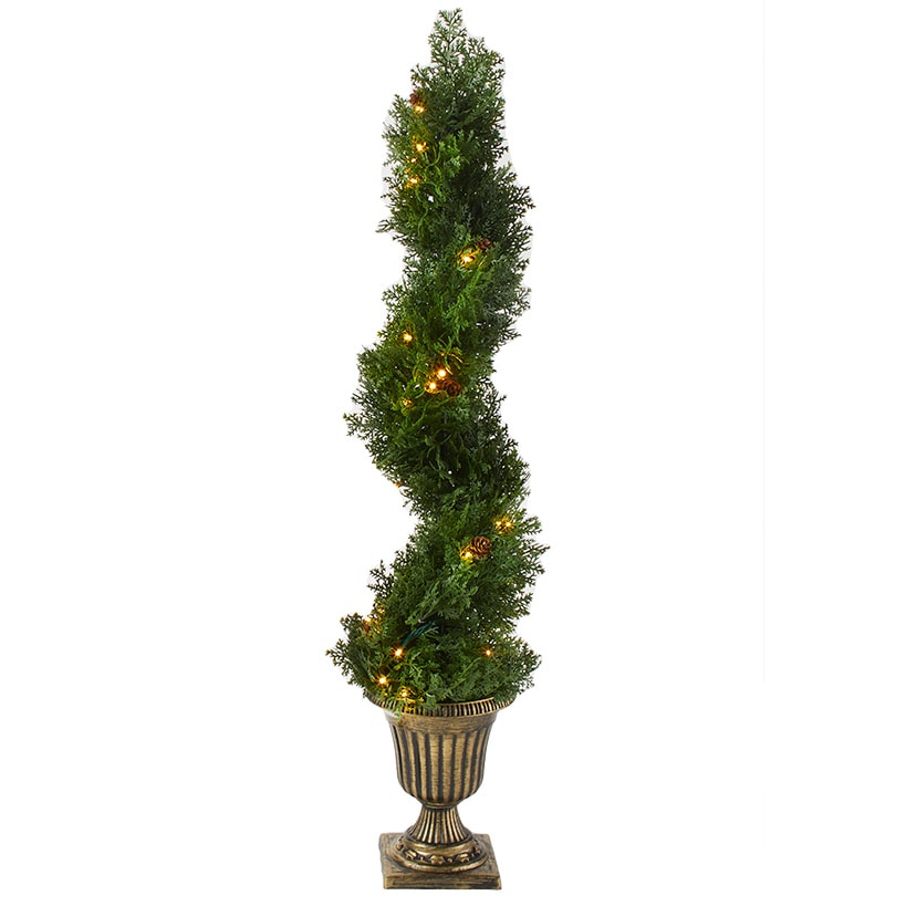 Lighted Pine Topiaries