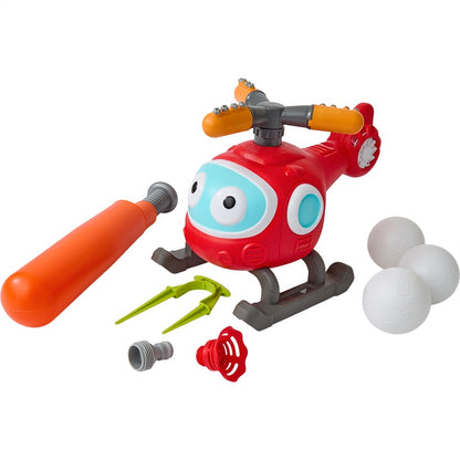 Baseball Helicopter Water Sprinkler 2-In-1 Outdoor Lawn Game Play Set
