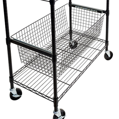 Adjustable Rolling Garage Shelving Unit with 3 Pull-Out Baskets Black