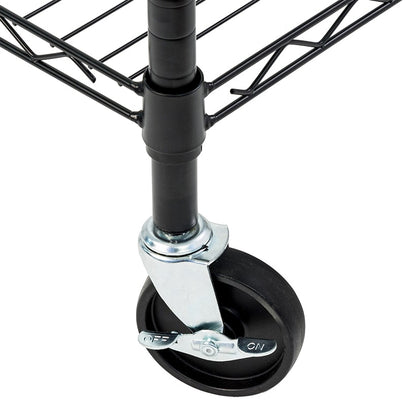 Adjustable Rolling Garage Shelving Unit with 3 Pull-Out Baskets Black