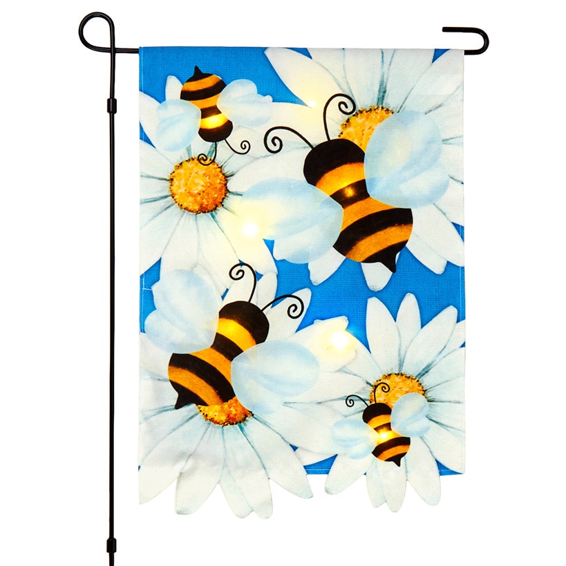 Spring LED Garden Flag with Pole – Bumblebee or Butterfly