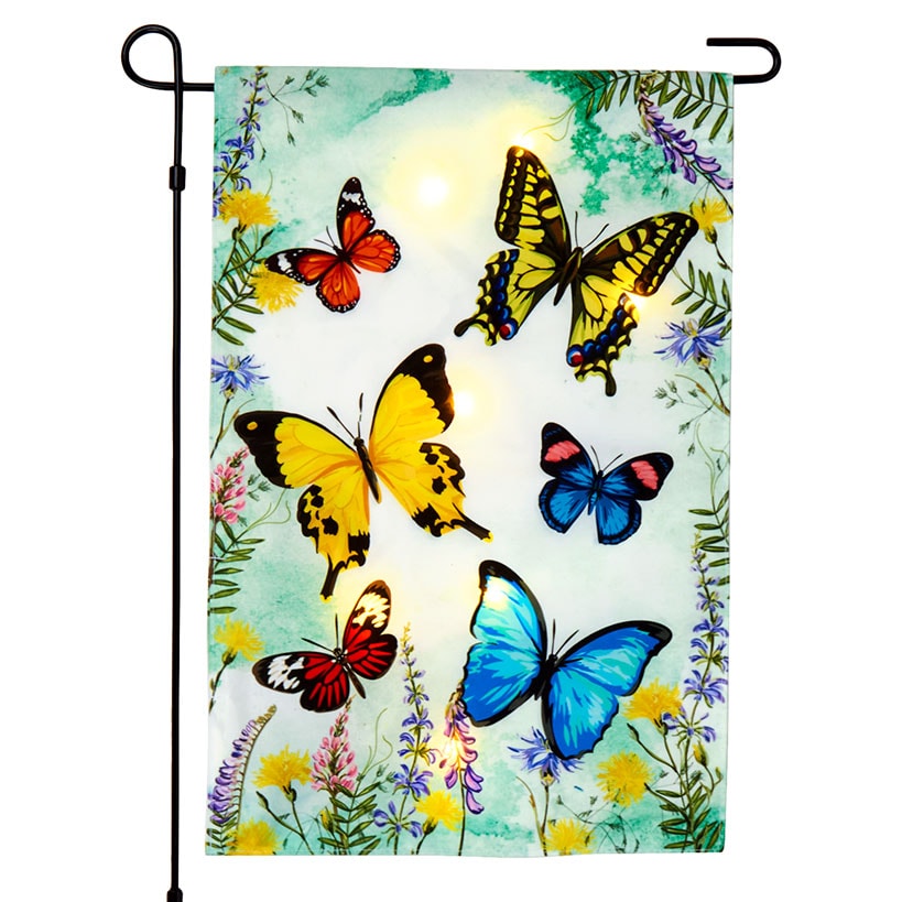 Spring LED Garden Flag with Pole – Bumblebee or Butterfly