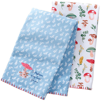 Spring Mushroom Set of 2 Kitchen Towels or Oven Mitt and Potholder Set