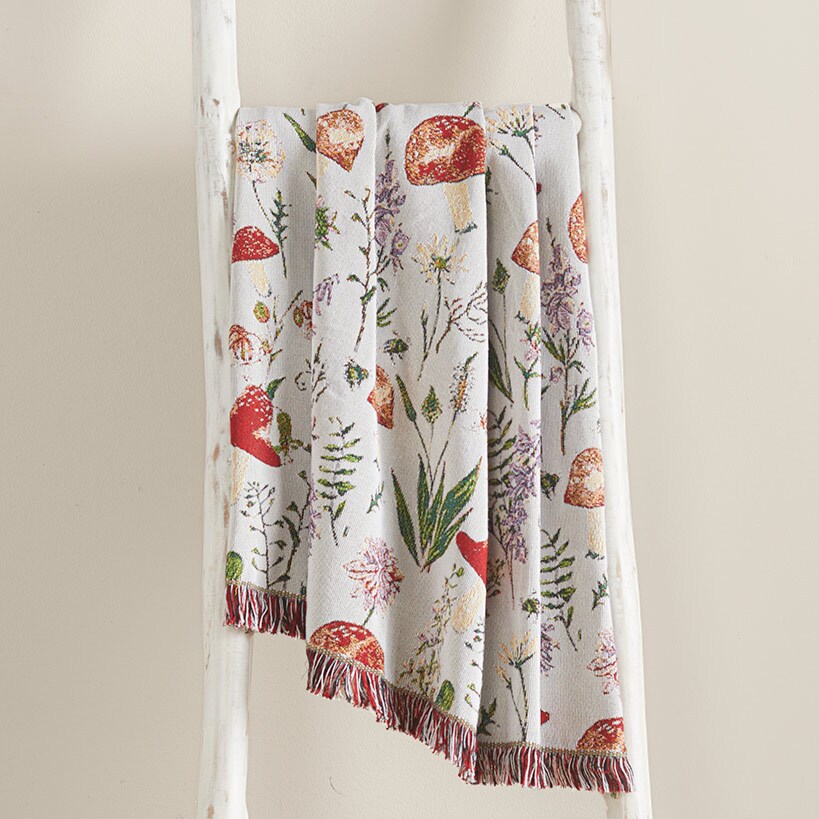 Spring Mushroom Tapestry Throw