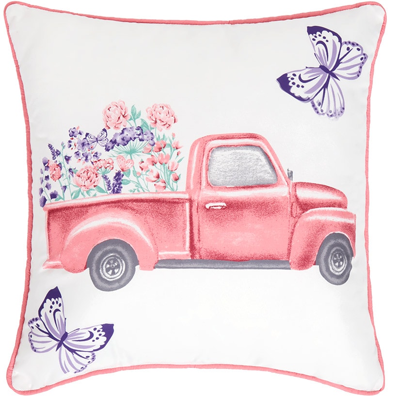 Spring Truck Reversible Full/Queen or King Quilt, Decorative Pillow