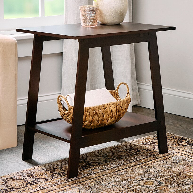 Wood Rectangular 2-Tier Accent Side Table - Walnut or White#select-color_walnut