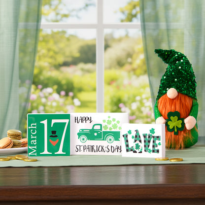 Valentine's and St Patrick's Two-in-One Block Signs-3 Pc Set