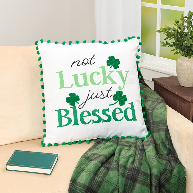 St. Patrick's Day Embroidered Decorative Pillow#select-pillow_lucky-18"-square