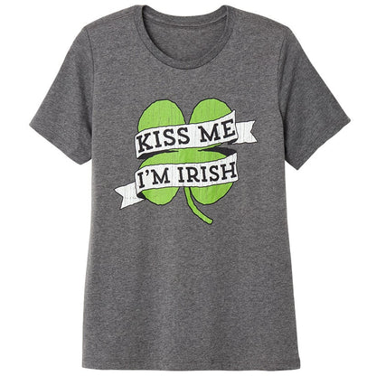 St. Patrick's Day Short Sleeve Women's T Shirt Gray Green