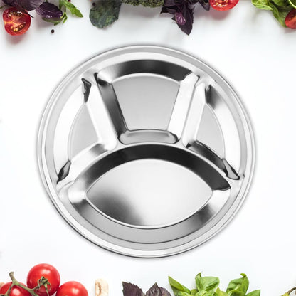 Sectioned Dinner Plate for Adults 11" Round Stainless Steel