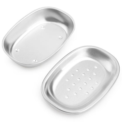 Soap Dish Holder Stainless Steel Double Layer Draining 2pc