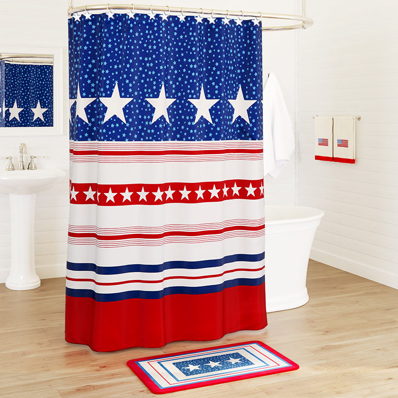 USA Star Shower Curtain Hooks Set of 12