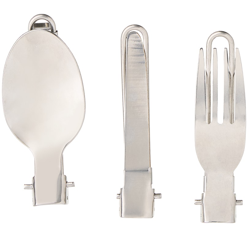 Camping Stainless Steel Folding Cutlery Set With Carry Pouch