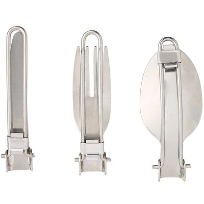 Camping Stainless Steel Folding Cutlery Set With Carry Pouch