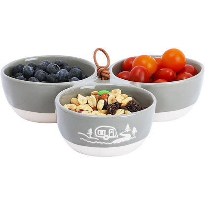 Triple Serving Bowl in Stoneware - Lake or Ocean