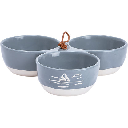 Triple Serving Bowl in Stoneware - Lake or Ocean