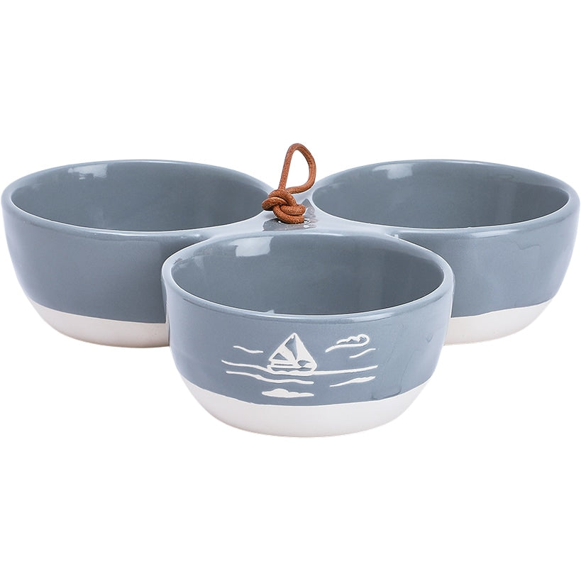 Triple Serving Bowl in Stoneware - Lake or Ocean#select-bowl_ocean