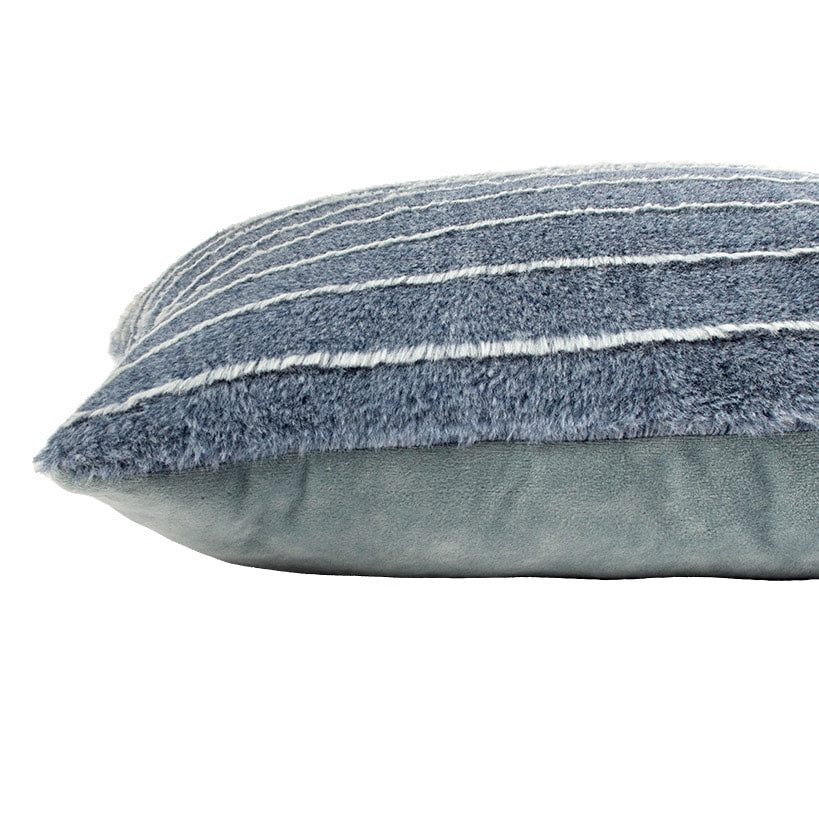 Striped Faux Fur Accent Pillow