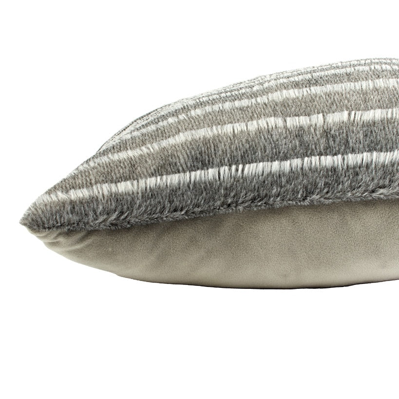 Striped Faux Fur Accent Pillow