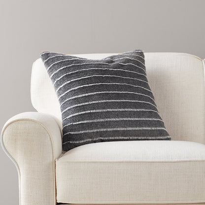 Striped Faux Fur Accent Pillow